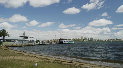 T_Lapse View of Barrack ferries terminal near swan river Stock Footage 61414699
