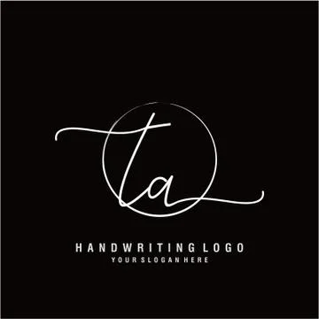 TA Initial handwriting logo design Stock Illustration