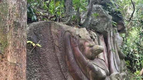 Ta Prasith Stone Carving at Koh Rong Samloem in Sihanoukville Cambodia Stock Footage 337090457