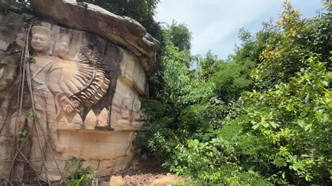 Ta Prasith Stone Carving at Koh Rong Samloem in Sihanoukville Cambodia Stock Footage 337090482