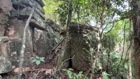 Ta Prasith Stone Carving at Koh Rong Samloem in Sihanoukville Cambodia Stock Footage 337090530
