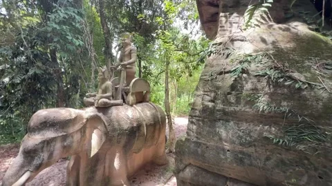 Ta Prasith Stone Carving at Koh Rong Samloem in Sihanoukville Cambodia Stock Footage 337090591
