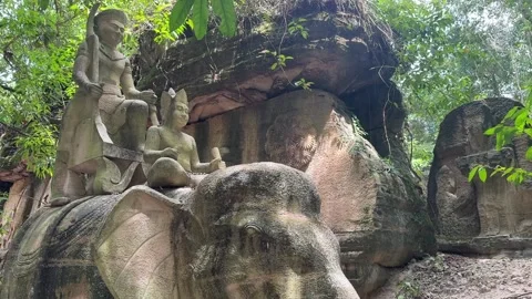 Ta Prasith Stone Carving at Koh Rong Samloem in Sihanoukville Cambodia Stock Footage 337090632