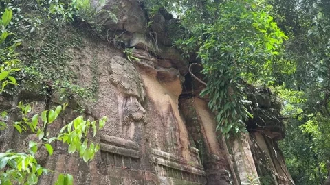 Ta Prasith Stone Carving at Koh Rong Samloem in Sihanoukville Cambodia Stock Footage 337090644