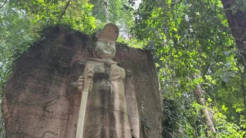 Ta Prasith Stone Carving at Koh Rong Samloem in Sihanoukville Cambodia Stock Footage 337090691