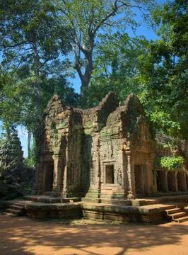 Ta Prohm temple, Cambodia. Eastern entrance to the main gallery. Stock Photos