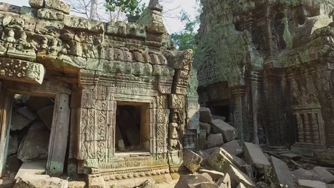 Ta Prohm Temple Interior Courtyard Stock Footage 73242482