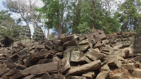 Ta Prohm Temple Interior Wall Stock Footage 73241999