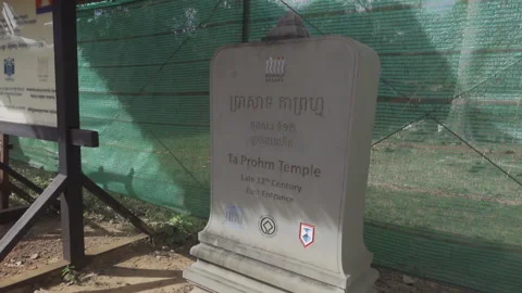 Ta prohm temple stone sign move left Видео 226950692