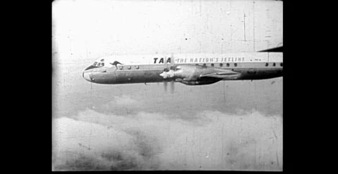 TAA Lockheed Electra Mark II Crosses Airfield, Australia, 1960s Stock-Footage 338236031
