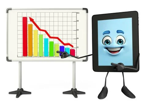 Tab character with business graph Stock Illustration