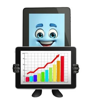 Tab character with business graph Stock Illustration