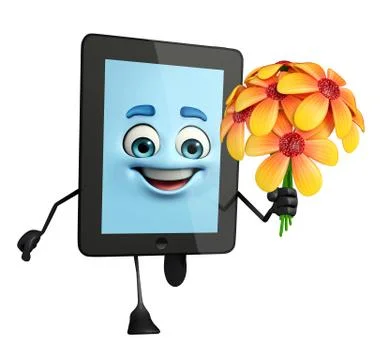 Tab character with flowers Stock Illustration