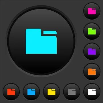 Tab folder dark push buttons with color icons Illustrazione stock