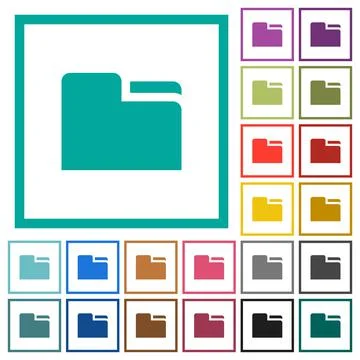 Tab folder flat color icons with quadrant frames Stock Illustration