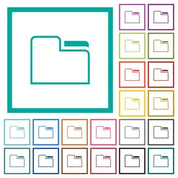 Tab folder outline flat color icons with quadrant frames Illustrazione stock