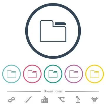 Tab folder outline flat color icons in round outlines Illustrazione stock