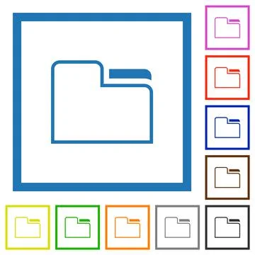 Tab folder outline flat framed icons Illustrazione stock