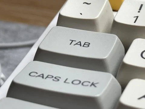 The tab macro button on a mechanical keyboard that is responsible for launching Stock-Fotos