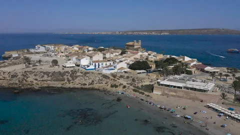 TABARCA, SPAIN – AUGUST 16, 2024. Aerial view of Tabarca island. Stock Footage 282685873