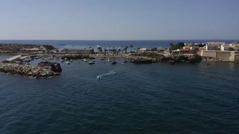 TABARCA, SPAIN – AUGUST 16, 2024. Aerial view of Tabarca island. Stock Footage 282686794