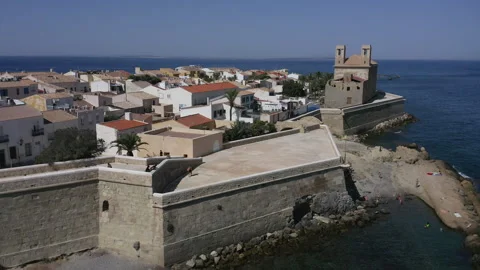 TABARCA, SPAIN – AUGUST 16, 2024. Aerial view of Tabarca island. Stock Footage 282687025