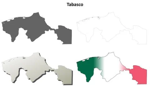 Tabasco blank outline map set Stock Illustration