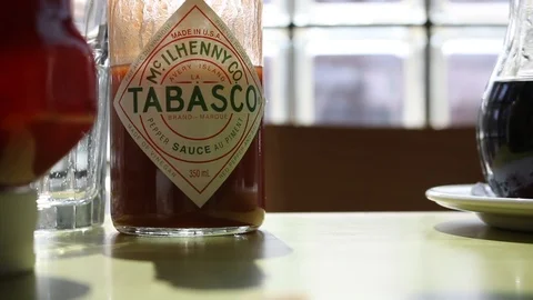 Tabasco hot sauce sunny Stock Footage
