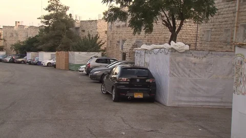 Tabernacles on the street of Jerusalem. C0023-01 库存影片 98569248