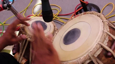 Tabla percussion close-up - Indian classical music performance in high quality Stock Footage 307386578