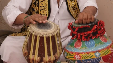 Tabla player practicing before his performance Stock Footage 86635723
