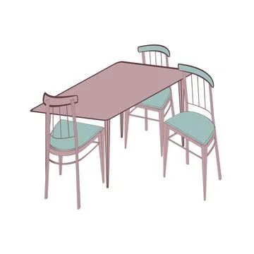 Table 3 chairs Иллюстрация