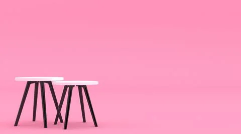 Table 3d illustration. Interior design background. Minimal style furniture. Stock Illustration