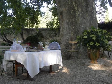 Table after breakfast Stock Photos