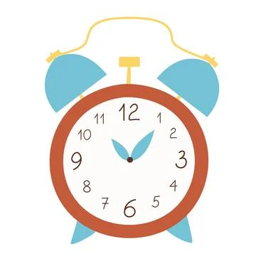 Table alarm clock in flat style. Colorful clock vector illustration.. Icon fo Stock Illustration