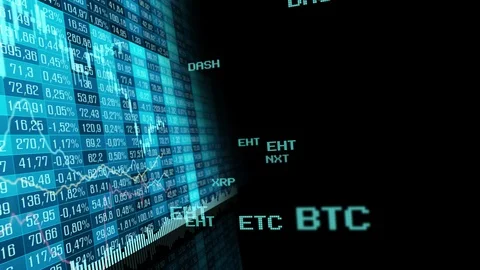 Table and bar graph of cryptocurrency stock exchange market indices animation. Vidéo 89902119