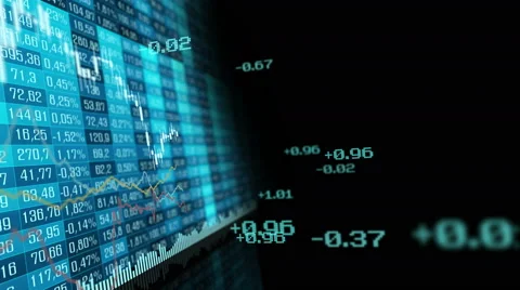 Table and bar graph of stock exchange market indices animation. Stockbeeldmateriaal 58433045