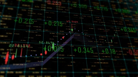 Table and bar graph of stock chart exchange market indices animation backgrou Stock Footage 96502447