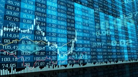Table and bar graph of stock exchange market indices concept. Stock Illustration