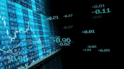 Table and bar graph of stock exchange market indices concept. Stock Illustration
