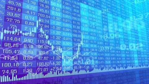 Table and bar graph of stock exchange market indices concept. Stock Illustration