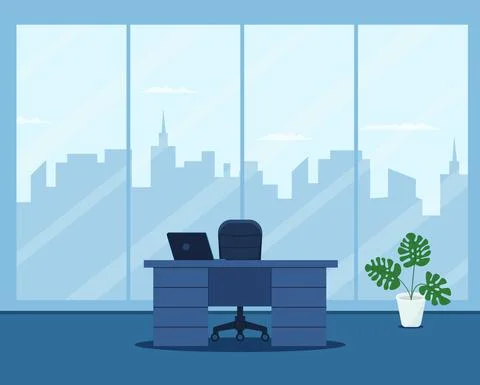 Table and chair in an empty office interior. Vector illustration 스톡 일러스트