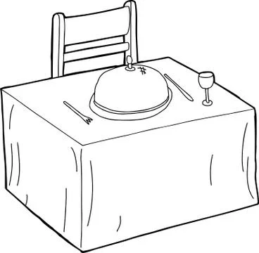 Table and chair outline Stock Illustration