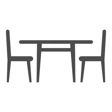 Table and chairs in cafe solid icon, catering business concept, restaurant Stock Illustration