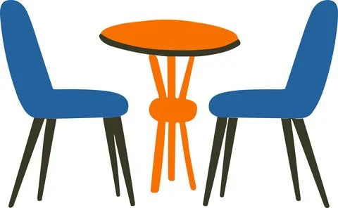 Table and chairs flat style isolate on background Illustrazione stock