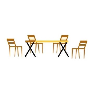 Table and chairs icon. Flat illustration of table and chairs icon Stock Illustration