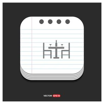 Table and Chairs Icon Gray icon on Notepad Style template Vector EPS 10 Free  イラスト素材