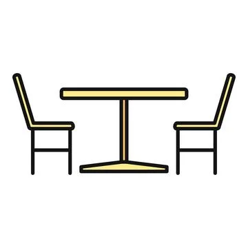 Table and chairs outline icon restaurant furniture Stock Illustration