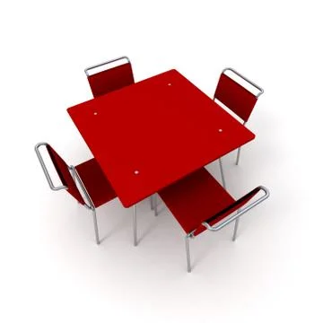 Table and chairs in red Stock Illustration