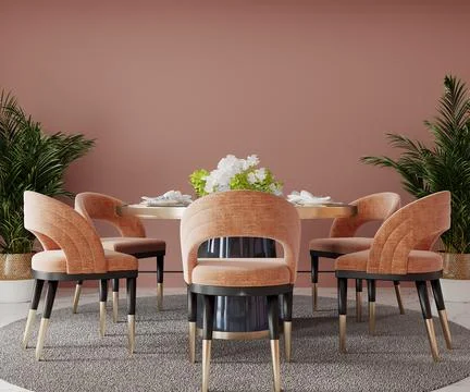 Table and chairs in room, 3d render Stock Illustration